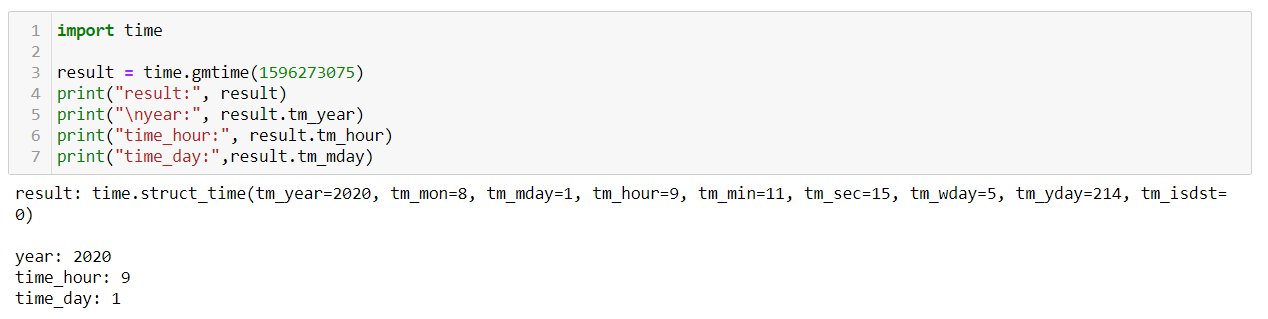 code snippet how gmtime works